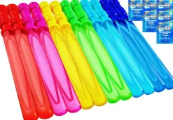 14.6’’ Big Bubble Wands for Kids, 1 Dozen Bubble Wand Bulk with Refill Solution for Summer Toy Party