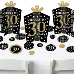 Big Dot of Happiness Adult 30th Birthday - Gold - Birthday Party Decor and Confetti - Terrific Table Centerpiece Kit - Set of 30