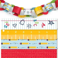 Big Dot of Happiness Back To School Paper Chains, First Day of School Classroom Garland, Double-Sided DIY Craft, 2x10in Strips - 128 Ct (24 ft long)
