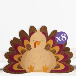 Big Dot of Happiness 3D Thanksgiving Turkey Centerpiece Table Decorations, Freestanding Fall Friendsgiving Party Decor, Turkey Centerpieces - 8 Count