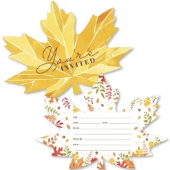 Big Dot of Happiness Fall Foliage - Shaped Fill-In Invitations - Autumn Leaves Party Invitation Cards with Envelopes - Set of 12