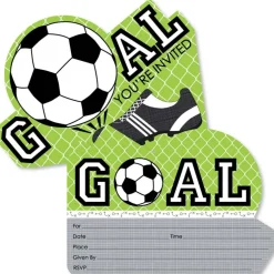 Big Dot of Happiness Goaaal - Soccer - Shaped Fill-in Invitations - Baby Shower or Birthday Party Invitation Cards with Envelopes - Set of 12