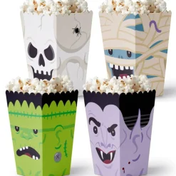 Big Dot of Happiness Halloween Monsters - Skeleton, Dracula, Frankenstein, and Mummy Party Favor Popcorn Treat Boxes - Set of 12