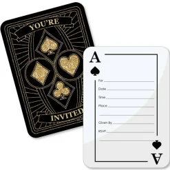 Big Dot of Happiness Las Vegas - Shaped Fill-in Invitations - Casino Party Invitation Cards with Envelopes - Set of 12