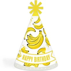 Big Dot of Happiness Let’s Go Bananas - Cone Happy Birthday Party Hats for Kids and Adults - Set of 8 (Standard Size)