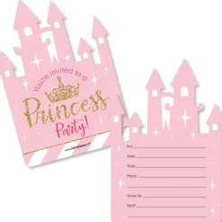 Big Dot of Happiness Little Princess Crown - Shaped Fill-in Invitations - Baby Shower or Birthday Party Invitation Cards with Envelopes - Set of 12