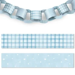Big Dot of Happiness One Silly Goose Blue Paper Chains, Boy 1st Birthday Garland, Double-Sided DIY Craft Supplies, 2x10in Strips - 128 Ct (24 ft long)