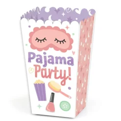 Big Dot of Happiness Pajama Slumber Party - Girls Sleepover Birthday Party Favor Popcorn Treat Boxes - Set of 12