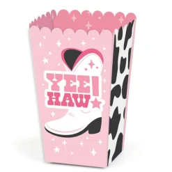 Big Dot of Happiness Rodeo Cowgirl - Pink Western Party Favor Popcorn Treat Boxes - Set of 12