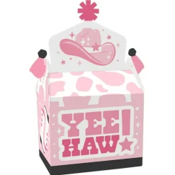 Big Dot of Happiness Rodeo Cowgirl - Treat Box Party Favors - Pink Western Party Goodie Gable Boxes - Set of 12
