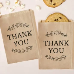 Big Dot of Happiness Rustic Leaves Thank You Kraft Brown Paper Treat Bags, Party Individual Greaseproof Paper Sandwich Cookie Bags - 25 Count
