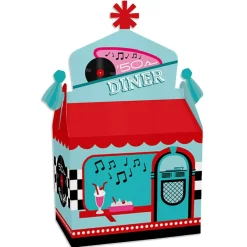 Big Dot of Happiness 50's Sock Hop - Treat Box Party Favors - 1950s Rock N Roll Party Goodie Gable Boxes - Set of 12