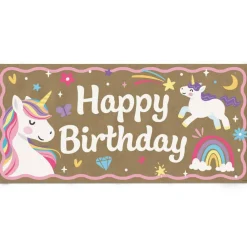 Big Dot of Happiness Unicorn Birthday Kraft Paper Banner, Magical Rainbow Unicorn Happy Birthday, Printed Brown Paper Party Sign Decoration – 1 Count