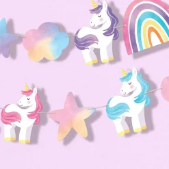 Big Dot of Happiness Unicorn Garland Banner, Rainbow Party Decorations Banner, 30 Feet of Cord, 15 Double-Sided Unicorns, Rainbows, Stars, Clouds