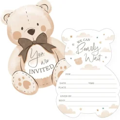 Big Dot of Happiness We Can Bearly Wait - Shaped Fill-In Invitations - Teddy Bear Baby Shower Invitation Cards with Envelopes - Set of 12