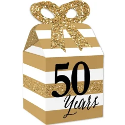Big Dot of Happiness We Still Do - 50th Wedding Anniversary - Square Favor Gift Boxes - Anniversary Party Bow Boxes - Set of 12