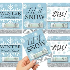 Big Dot of Happiness Winter Wonderland - DIY Assorted Snowflake Holiday Party and Winter Wedding Cash Holder Gift - Funny Money Cards - Set of 6
