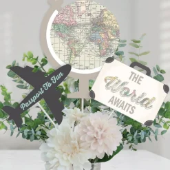 Big Dot of Happiness World Awaits - Travel Themed Party Centerpiece Sticks - Table Toppers - Set of 15