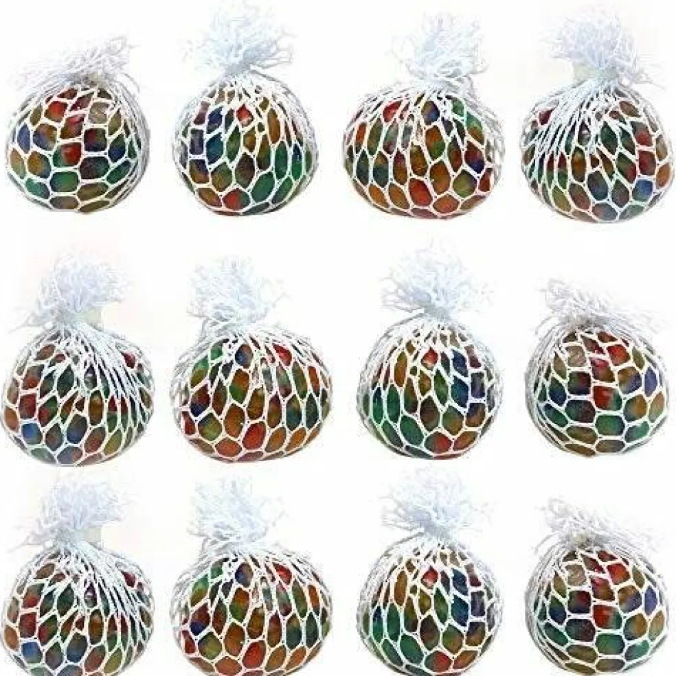 Big Mo's Toys Mesh Balls - Squishy Fidget Balls Stress Reliever For Adults - 12 Pack