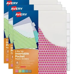 Big Tab™ Pocket Insertable Plastic Dividers, 8-Tab Set, 3 Sets
