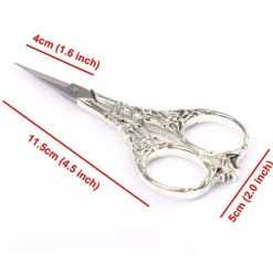 BIHRTC Vintage European Style Scissors Stainless Steel for Cross Stitch Cutting Embroidery Sewing Handcraft Craft Art Work DIY Tool(Silver)