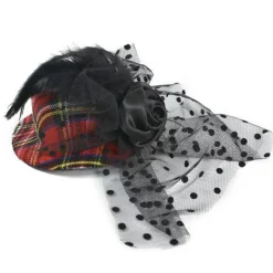 Bijou Plaid Fascinator Mini Top Hat