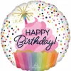 17" Birthday Cupcake Confetti Foil Balloon