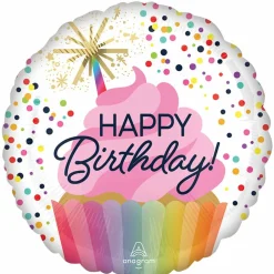 17" Birthday Cupcake Confetti Foil Balloon
