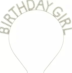 Birthday Girl Rhinestone Headband Party Tiara Crown (Birthday Girl Silver)