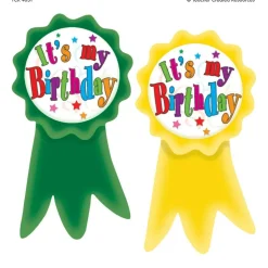 Birthday Ribbons Wear 'Em Badges, Pack of 16