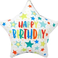 19" Birthday Stars & Dots Star Foil Balloon