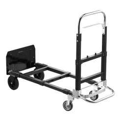 Black Alloy Steel Folding Hand Truck with 2/4-Wheel Modes & Telescopic Handle
