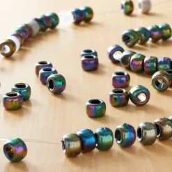 Black Aurora Borealis Pony Beads by Creatology™, 6mm x 9mm