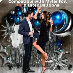 Black Balloon Weights, Heavy Balloon Weight Pack of 12 Metallic Foil Weights for Balloons, Birthday Party & Wedding Table Centerpiece Ballon Weight 4.8’’ DIY Ballon Weights for Helium Balloons