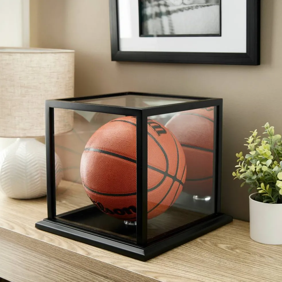 Black Basketball Display Case with Mirror Back by Studio Décor®