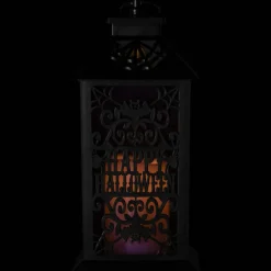 11" Black Bats Happy Halloween LED Candle Lantern