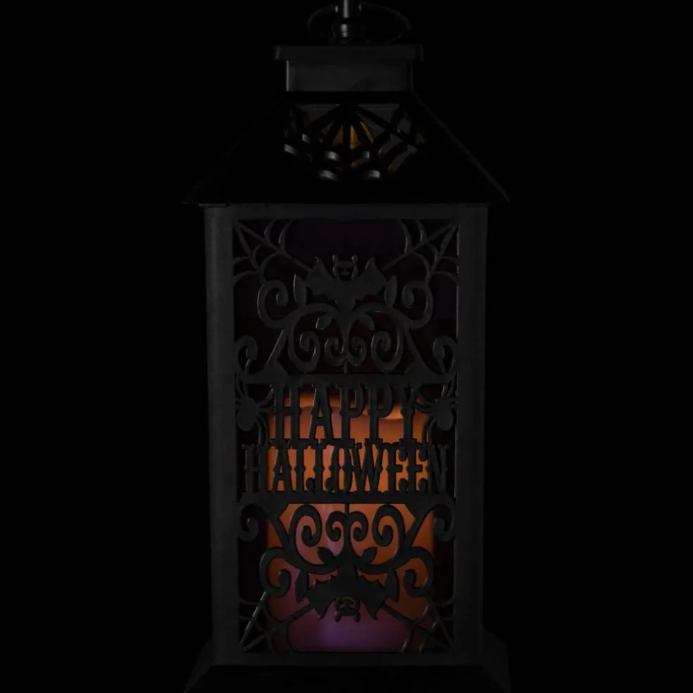 11" Black Bats Happy Halloween LED Candle Lantern