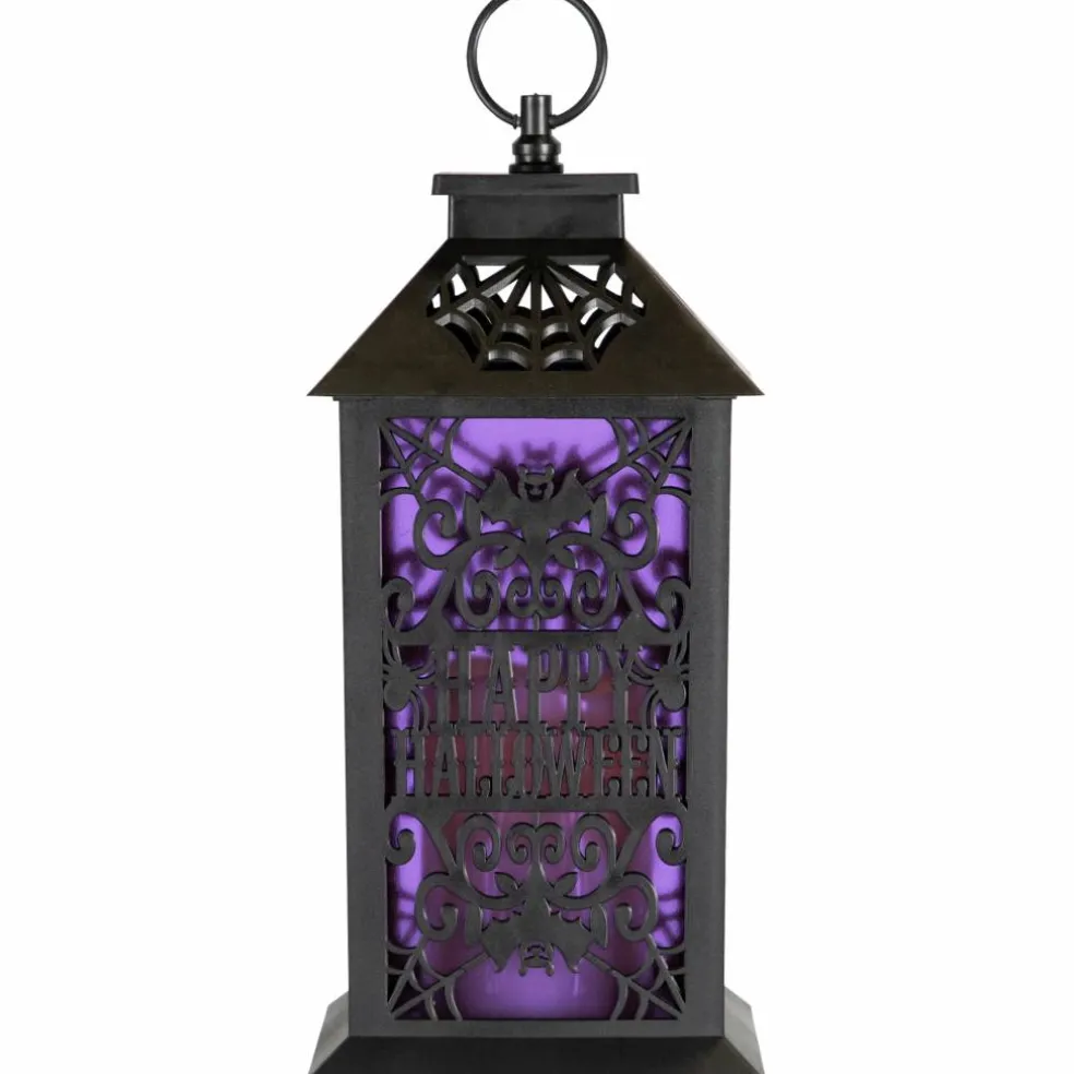 11" Black Bats Happy Halloween LED Candle Lantern