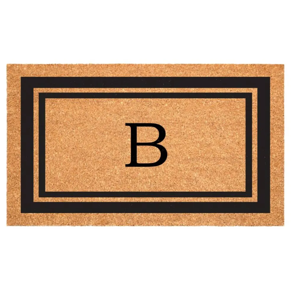 Black Border Monogram Doormat