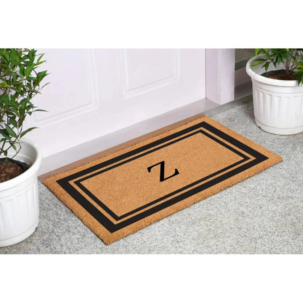 Black Border Monogram Doormat