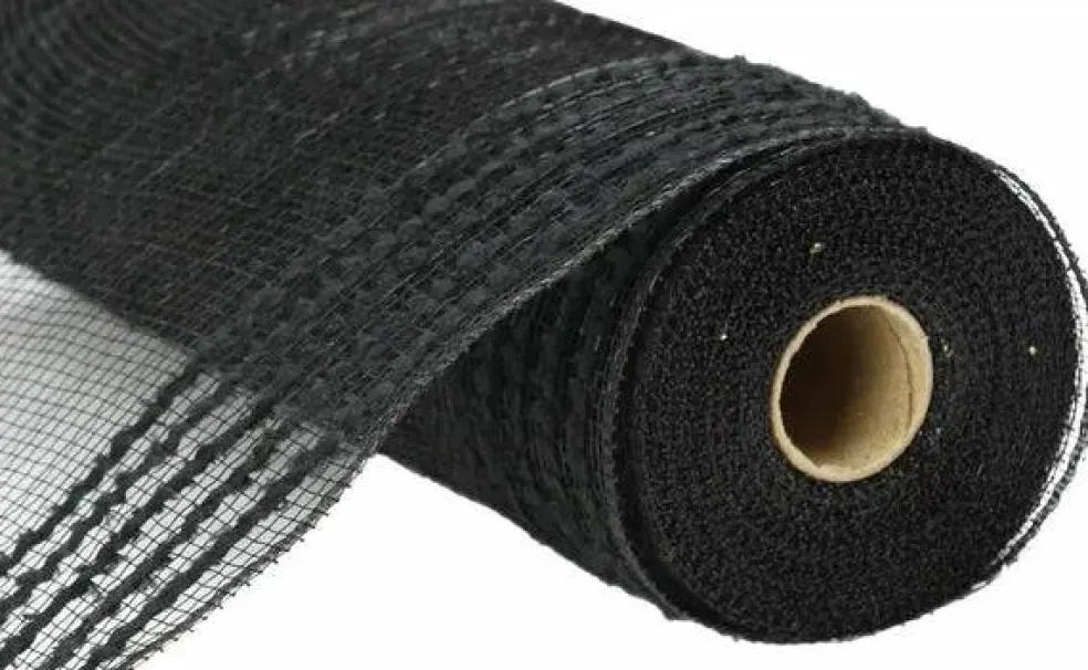 Black Border Stripe Deco Mesh 10.25 Inch x 10 Yards-RY811402