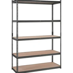 Black Carbon Steel Adjustable 5-Tier Garage Storage Rack with MDF Shelves