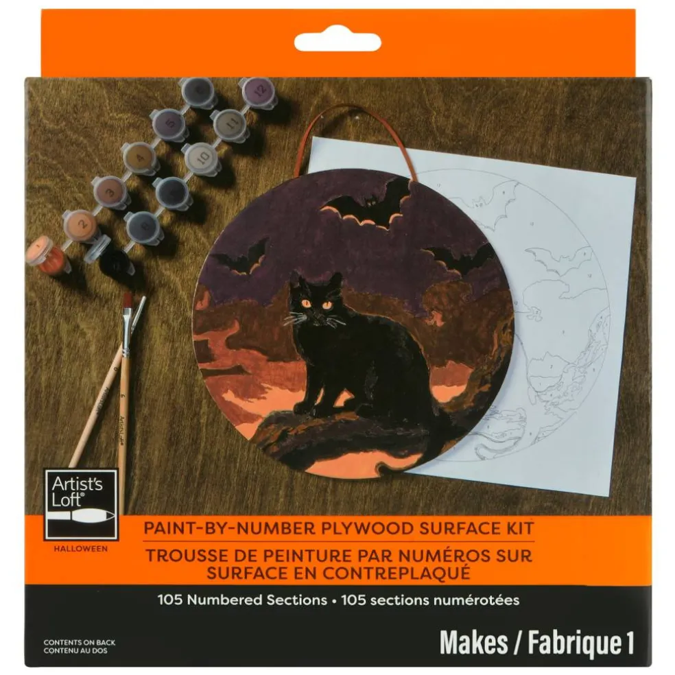 8" Black Cat Paint-by-Number Plywood Surface Kit by Artist's Loft®