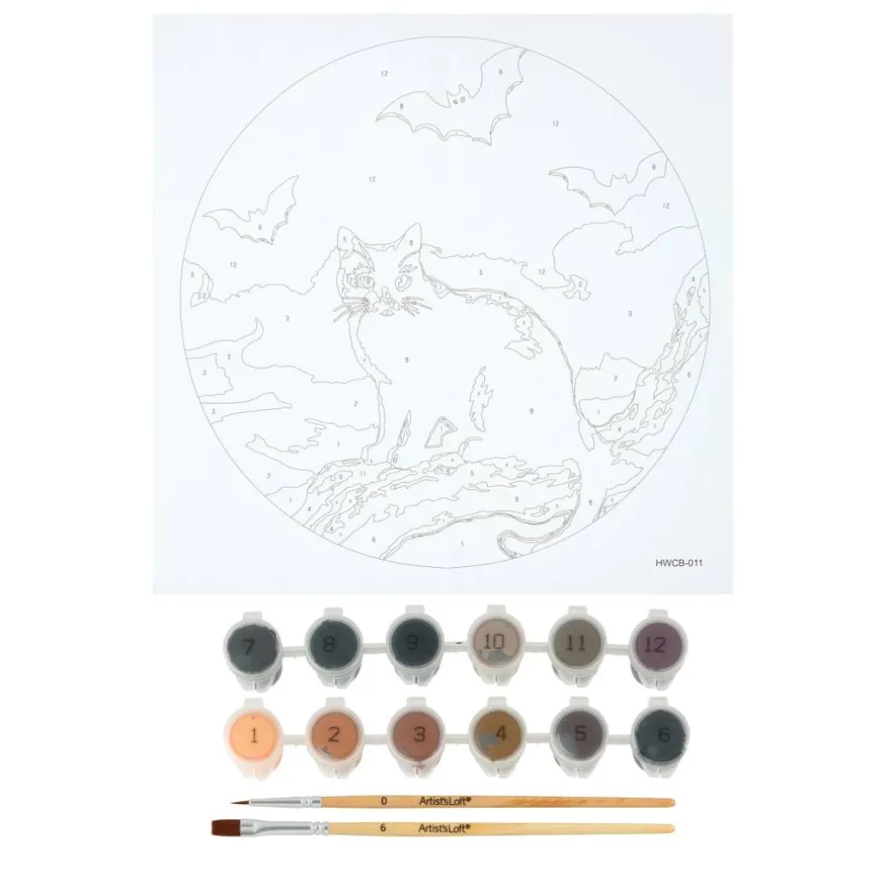 8" Black Cat Paint-by-Number Plywood Surface Kit by Artist's Loft®