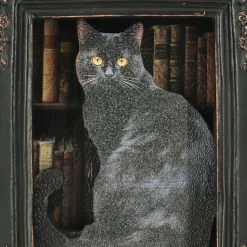 7.75" Black Cat Tabletop Block in Ornate Frame by Ashland®