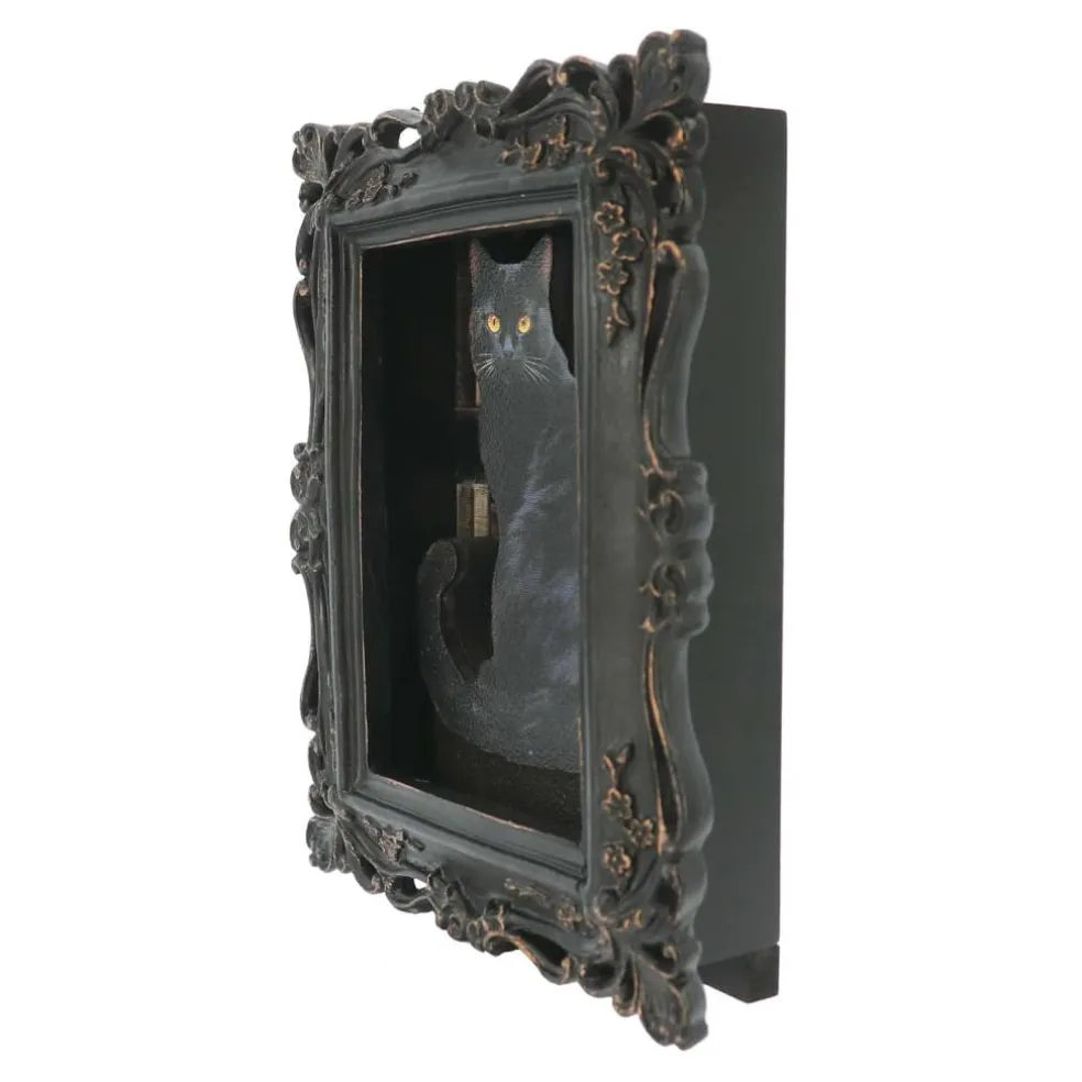 7.75" Black Cat Tabletop Block in Ornate Frame by Ashland®
