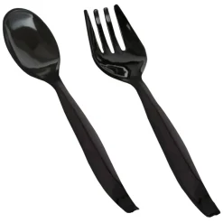 Black Disposable Plastic Serving Flatware Set (150 Pairs)