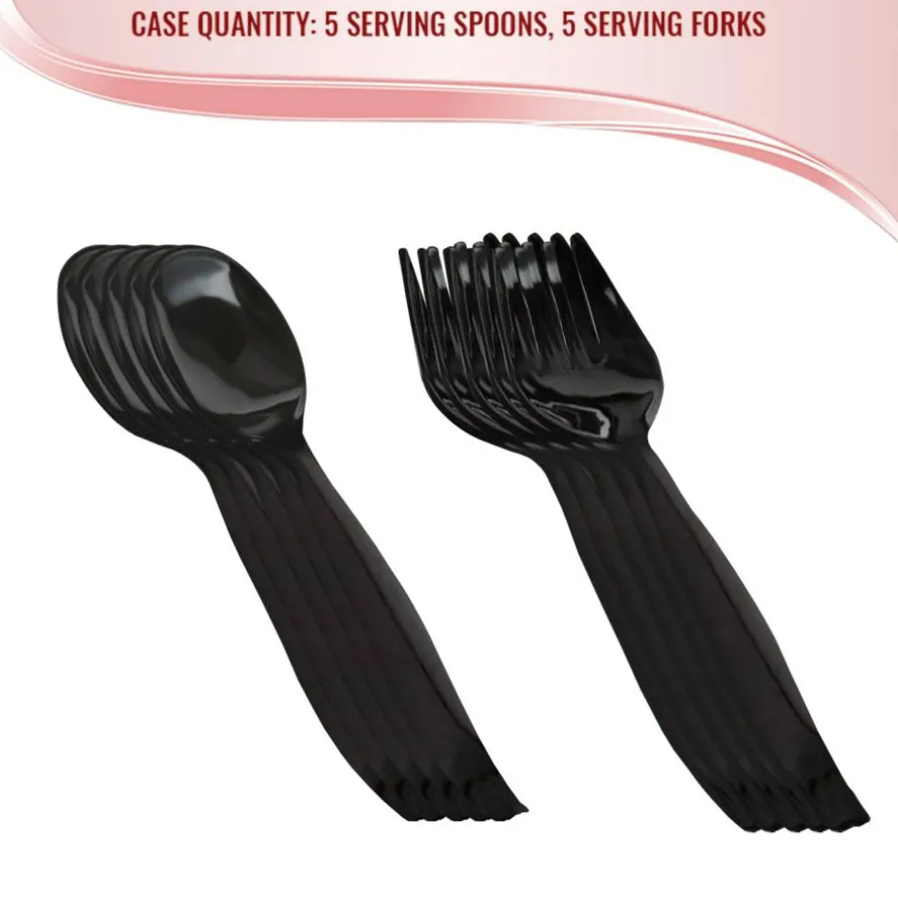 Black Disposable Plastic Serving Flatware Set (150 Pairs)