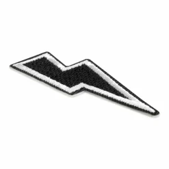 Black Embroidered Lightning Bolt Iron-On & Adhesive Patch by Make MarketĀ®