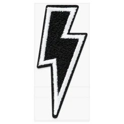 Black Embroidered Lightning Bolt Iron-On & Adhesive Patch by Make Market®